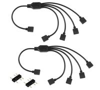 2 Pièces ARGB 3Pin Câble, Hub ARGB Adaptateur RGB 5V 3 Vroches Câble Argb, 1 Femelle vers 4 Prises, Câbles d'extension de 30cm, câbles RGB pour Ventilateur 5V RGB pour Refroidisseur de Processeur