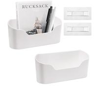 2 Pièces Armoires Cuisine Porte Boîte Rangement avec 2 Tampon Adhésif, Support Stockage Murale Autocollantes, Organisateur Plastique Adhésive pour Cuisine, Salle Bain, Réfrigérateur, Petits Objets