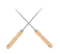 2 pièces Arrache- de Jardin Manuel à Poignée Bois et Pointe dentée | Fer Surface Lisse sans Bavures, Desserrage du Sol, Format Compact pour Plantes en Pot et Terrariums