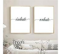 2 pièces/Art Mural,Affiche Nordique Minimaliste en Noir et Blanc Avec Inspiration et Expiration Art Mural sur Toile Peinture Décoration Chambre à Coucher Cuisine Ou Salle de Bain-50*60cm (sans cadre)