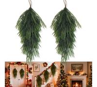 2 pièces artificiel Noël en forme de larme Swag, 30" fausses aiguilles de pin en forme de larme Porte Swag, Norfolk Couronne de verdure escalier Swags pour Noël cheminée escalier porte manteau décor
