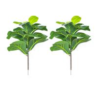2 PièCes Artificiel Violon Feuille Figuier 19,6 Pouces Faux Plantes Ficus Bush Verdure pour la Cour de Mariage DéCoration ExtéRieure