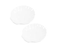 2 Pièces Assiette Coquillage en Céramique Blanche, Bord Festonné | Surface Lisse Émaillée, Nettoyage Facile, pour Desserts et Sauces, Service à Domicile ou Buffet
