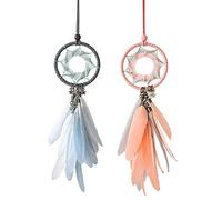 2 Pièces Attrape-Rêves Faits à la Main Ornements Muraux Chambre Décorations pour la Maison Artisanat Voiture Pendentif Rose/Gris