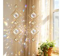 2 pièces Attrape-soleil en cristal géométrique, prisme de fenêtre suspendu, attrape-lumière bohème multiculturel pour la décoration de la chambre, du salon, du balcon, du jardin ou du porche. Taille U
