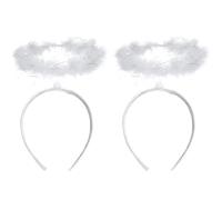 2 pièces Auréole Serre-tête ange,White Angel Hal auréole d'Alice Ange, auréole blanche en marabout avec serre-tête,Ailes de Princesse Ange Costume Accessoires Halloween Carnaval Cosplay Party Fête