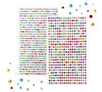 2 Pièces Autocollant Diamant Strass Multicolore (4mm 468 Pcs + 3mm 750 Pcs), Gommettes Autocollantes Brillantes pour Scrapbooking Enfant, Décoration de Visage, Ongles et Activités Manuelles