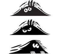 2 Pièces Autocollant Voiture, Cartoon Funny Peeking Monstre en Vinyle Autocollant,Peeking Monster Effrayant Yeux Autocollant de Voiture Peeking Elf Decal Imperméable Sourire et Angry Autocollants