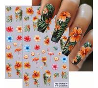 2 pièces Autocollants d'art pour ongles de style forêt tropicale, Décalcomanies d'ongles DIY pour l'été et le printemps, Accessoires et outils d'art pour les ongles, Cadeau charmant pour les filles Pl
