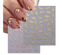 2 pièces Autocollants d'art pour ongles feuilles d'or 3D, design DIY de feuilles de luxe, décalcomanies adhésives pour manucure, décoration d'ongles, fournitures pour ongles Animal,Plantes,Tout Imprim