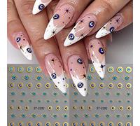 2 pièces Autocollants d'art pour ongles œil de diable doré 3D, décoration d'art pour ongles design ongle Y2K, décalcomanies adhésives pour ongles DIY, fournitures pour ongles Géométrique,graphiquePET