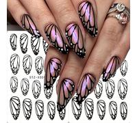 2 pièces Autocollants d'ongles ailes de papillon noires Charms élégants Décalcomanies d'art pour ongles Décorations adhésives pour mariage Accessoires de manucure Fournitures pour ongles Autocollants 