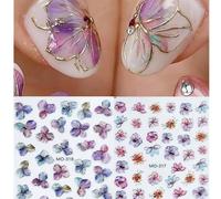 2 pièces Autocollants d'ongles avec fleurs d'hortensia dorées, fleurs à l'aquarelle élégantes, décalcomanies adhésives, décorations pour manucure, accessoires pour ongles, fournitures pour ongles Bloc
