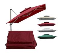 2 pièces Auvent De Remplacement Pour Déporté Parasol De Terrasse 6 Baleines, 3m Carré Toile De Rechange Pour Parasol De Jardin Extérieur, Pare-soleil Et Pluie, Résistant À Décoloration(Dark-Red,3x3m)