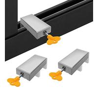 2 pièces avec clé Serrure de sécurité de cadre de porte en alliage d'aluminium, verrouillage de double fenêtre coulissantes réglables Serrures de sécurité en acier Limiteur de sécurité pour enfa