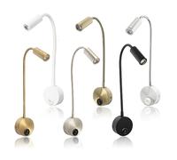 2 pièces avec interrupteur LED tuyaux applique murale 3W Flexible maison hôtel chevet lampe de lecture applique murale moderne mode livre lumières (Color : Warm white 3000K, Size : Balck 2pcs)