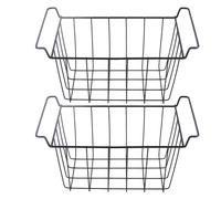 2 Pièces Bacs de Rangement de Congélateur en Acier Paniers de Rangement en Fil de Congélateur Suspendus Conteneurs de Fruits et Légumes pour Étagères de Réfrigérateur Armoire (39cmX20cmX20cm)