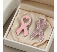 2 pièces Badge de sensibilisation au SIDA avec ruban rose, badge de charité avec ruban en forme de cœur rose doux 2 piècesBlocs de couleur,LettresAlliage de zinc