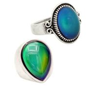 2 Pièces Bague Vintage Ensemble De Bagues sur Les Doigts Bague D'humeur Qui Change De Couleur Anneaux De Mariage De Force pour Femmes Hommes Bijoux