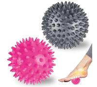 2 Pièces Balle de Massage Set, Rose et Gris Boule Hérisson, massage de trigger point, Pour massage Pour Massage du Dos, Des Pieds, Des Jambes et Des Mains Muscle Relax（7CM ）