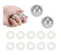 2 Pièces balles magnétiques Acupressure et 10 anneaux de massage ensemble de soulagement du stress Borderline balle de massage épineuse (sliver)