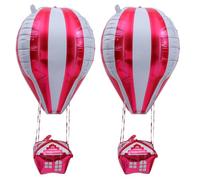 2 Pièces Ballon Décoratif Montgolfière en Aluminium Rouge | Aspect Élégant et Créatif, Décor Mural pour Anniversaires, Célébrations Familiales, Séances Photo
