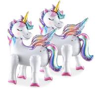 2 Pièces Ballon en Aluminium Licorne, Ballons 3D Debout avec Jambes, Hélium XXL, Décoration Licorne pour Fête Anniversaire Fille