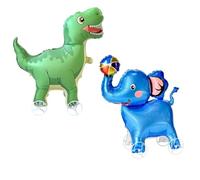 2 Pièces Ballons Animaux Jungle, Géant Animal Feuille D'aluminium Ballons, Ballon Anniversaire, pour Mariages Décorations de Fête de Douche de Bébé Enfants (Eléphant + Dinosaure)
