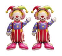 2 Pièces Ballons en Aluminium Clown Debout, XXL 120 cm Cirque Clowns Ballon Décoration Carnaval, Mignon Ballons Gonflables à l'hélium en Forme de Clown, Fournitures de Décoration pour Fêtes