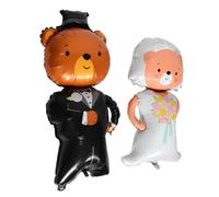 2 Pièces Ballons Ours Mariés en Aluminium, et Saint-valentin | Deux Pièces, Formes Marié et Mariée, Tenue D’air ou Hélium Plusieurs Jours, pour Photos