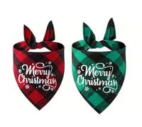 2 pièces Bandanas Foulards Triangle de Noël pour Chiens Bavoirs Accessoires Costume Bonhomme Neige Père Chats Foulard Festif Animaux Compagnie Fête Ajustable