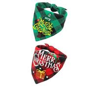 2 PièCes Bandanas pour Chiens De NoëL Foulard Bavoirs Foulard Accessoires Serviette Triangulaire Bavoir Costume à Damier RéVersible Motif D’Animal Lavable