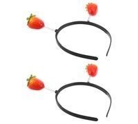2 Pièces Bandeau à Cheveux Fraise Kawaii Élastique, Décor Fruit | Écume, Métal et Plastique, Structure à Ressort, pour Adultes et Cosplay, École, Carnaval