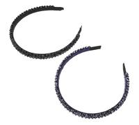 2 Pièces Bandeau à Cristaux, Quatre Rangées, Cristal Noir | Accessoire de Coiffure Léger, Style Chic et Élégant, pour Maquillage et Usage Quotidien
