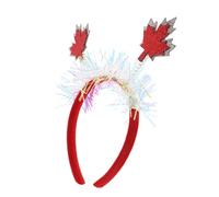 2 Pièces Bandeau à Guirlandes Feuille D’érable Rouge Festif | Feutre, Paillettes et Tinsel Scintillant, , pour Queues-de-cheval, Chignons, Fêtes D’automne
