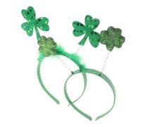 2 Pièces Bandeau à Trèfle Vert pour Fête Saint Patrick, Plastique | Motif Shamrock Festif, Mousse Confortable, Plume Artificielle, pour Parade Irlandaise et Soirée Costumée
