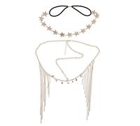 2 Pièces bandeau chaîne de perles bandeau strass bijoux coquette bandana casque d'or hair toppers Bandeau en chaîne coiffure femme bijoux de cheveux rétro alliage Golden FRCOLOR