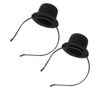 2 Pièces Bandeau Chapeau Haut-de-forme Miniature en Polyester Clip | Confort Léger Toute la Nuit, Taille, pour Fêtes Costumées, Nouvel An et Halloween