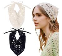 2 Pièces Bandeau Cheveux, Crochet Vintage Noué Imprimé Fleurs Tricoté, Noué Triangle Bandeaux à Fleurs en Tricot, Boho Accessoire de Tête Bandeau Tendance, pour Femmes et Filles