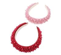 2 Pièces Bandeau Cheveux Perlé pour Femmes et Filles, Large | Structure Confortable et Légère, Style Délicat et Chic, Usage Quotidien ou Fêtes, Accessoire Coiffure