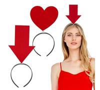 2 Pièces Bandeau Cœur Flèche Saint Valentin Femmes Filles Rouge | Non Tissé, Plastique Léger, Design Fantaisie, Maintien Soigné, Confort Réduit Pression, Fête et Duo