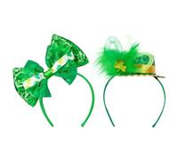 2 Pièces Bandeau de Fête Irlandais Vert Trèfle pour Saint Patrick | Lot de Deux Motifs, Polyester et Maille, Confort Léger, Photos, Soirées à Thème, Décor de Table