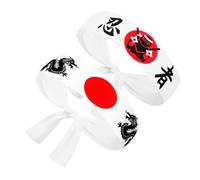 2 Pièces Bandeau de Karaté en Polyester Japonerie | Maintien Ferme Tête, Port Confortable, Usage Polyvalent, pour Samouraï et Chef