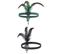 2 Pièces Bandeau De Plumes, Groupe Élastique Élastique Rétro, Bandeau De Personnalité Pour Femmes, Accessoires De Rôle, Accessoires Capillaires De Costumes De Fête.