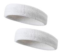 2 Pièces Bandeau de Sport pour Hommes et Femmes, Elastique et Absorbant la Transpiration, Facile à Nettoyer, Séchage Rapide, pour Fitness et Course (Blanc)