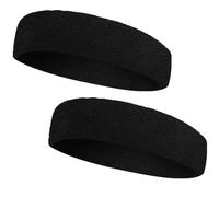 2 Pièces Bandeau de Sport pour Hommes et Femmes, Elastique et Absorbant la Transpiration, Facile à Nettoyer, Séchage Rapide, pour Fitness et Course (Noir)