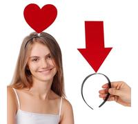 2 Pièces Bandeau Fléché Cœur Rouge pour Filles | Non-tissé et Plastique, Maintien Confortable, Usage Quotidien ou Duo Parent-garçon et Filles, Accessoire Fantaisie