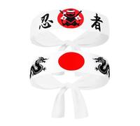 2 Pièces Bandeau Japonerie Ninja en Polyester, Style Traditionnel | Absorption Sueur, Maintien Ferme, Confort Solide, Usage Course, Chef Sushi, Karaté