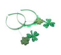 2 Pièces Bandeau Saint-patrick Trèfle Vert en Mousse | Plastique, Plume Artificielle et Forme Shamrock, Touche Irlandaise pour Fête, Défilé, Carnaval et Soirée