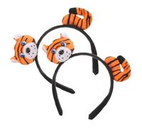 2 Pièces Bandeau Tête Tigre en Tissu Orange, Léger et Confortable | Design Animal Mignon, Usage Maison ou Fête, Accessoire Coiffure de Cosplay, Couleur Orange Style Aléatoire